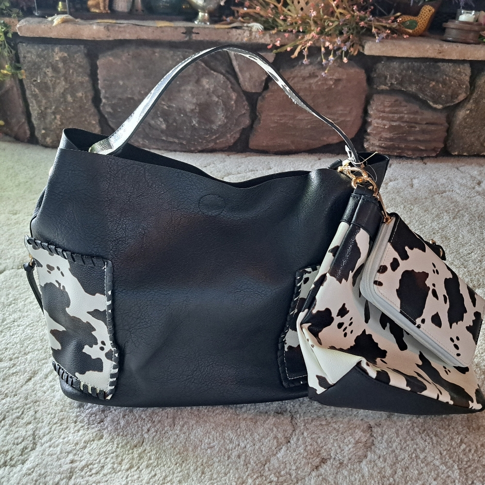 Black and White Women's Bag Set